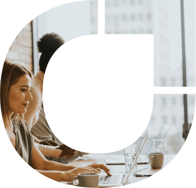 Professionals collaborating in a modern office